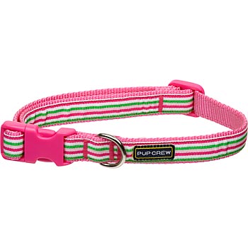 Pink Striped Pup Crew Collar